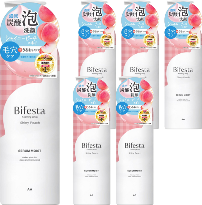 Bifesta 碧菲絲特 保濕碳酸泡洗顏 蜜桃香, 200g, 6個