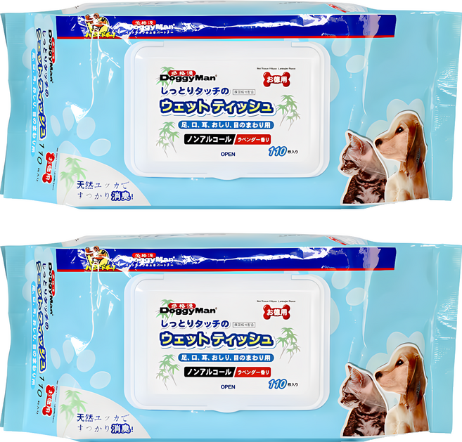 DoggyMan 多格漫 犬貓用濕紙巾 薰衣草香 Z5832 15 x 20cm, 110張, 2包