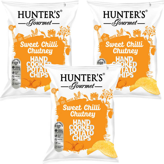 HUNTER'S gourmet 手工洋芋片 酸甜辣醬味, 125g, 3個