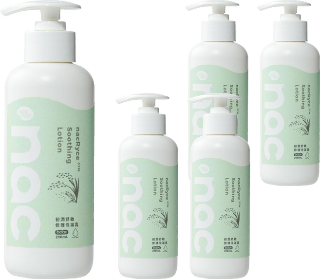 nac nac 初潤舒敏修護保濕乳, 5瓶, 200ml