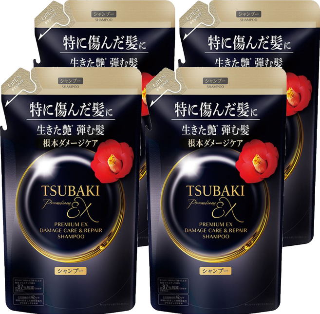 TSUBAKI 思波綺 公司貨 髮研修護洗髮乳 EX 補充包, 4件, 300ml