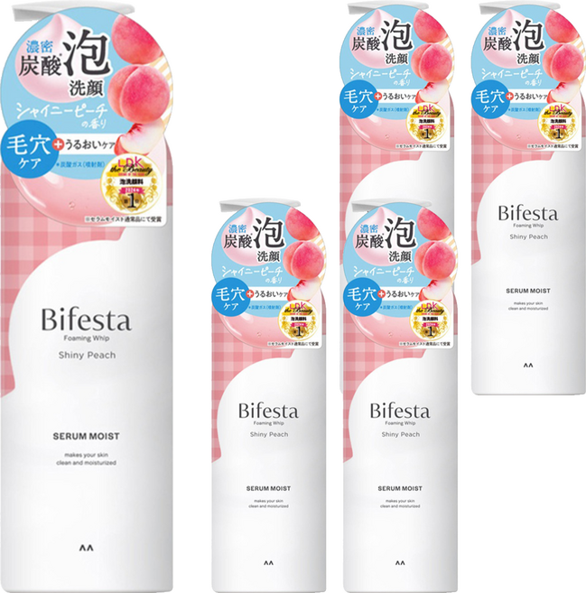 Bifesta 碧菲絲特 保濕碳酸泡洗顏 蜜桃香, 200g, 5個