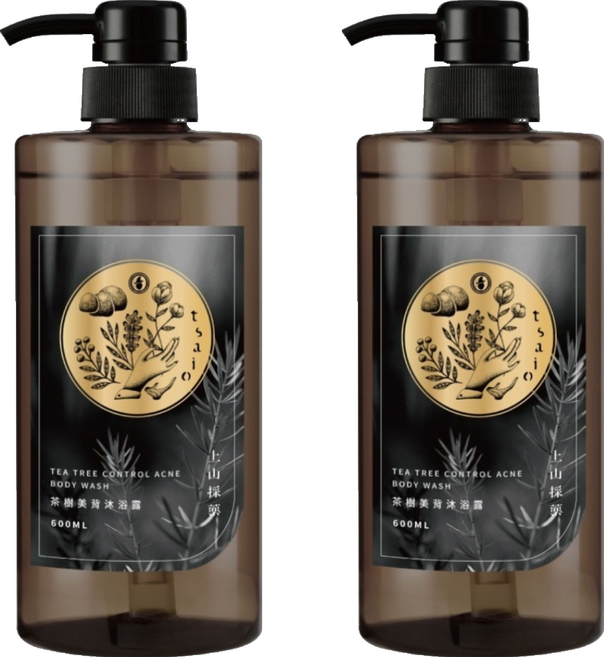 tsaio 上山採藥 茶樹美背沐浴露, 2瓶, 600ml
