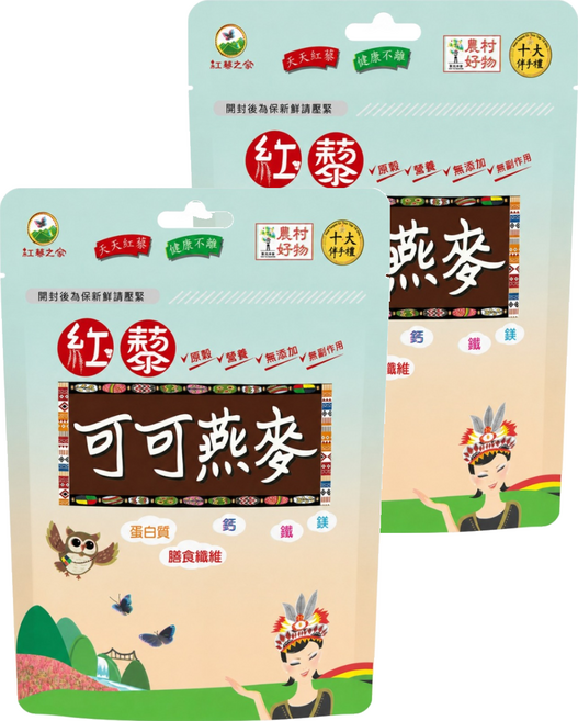 紅藜之家 紅藜可可燕麥粉, 275g, 2個