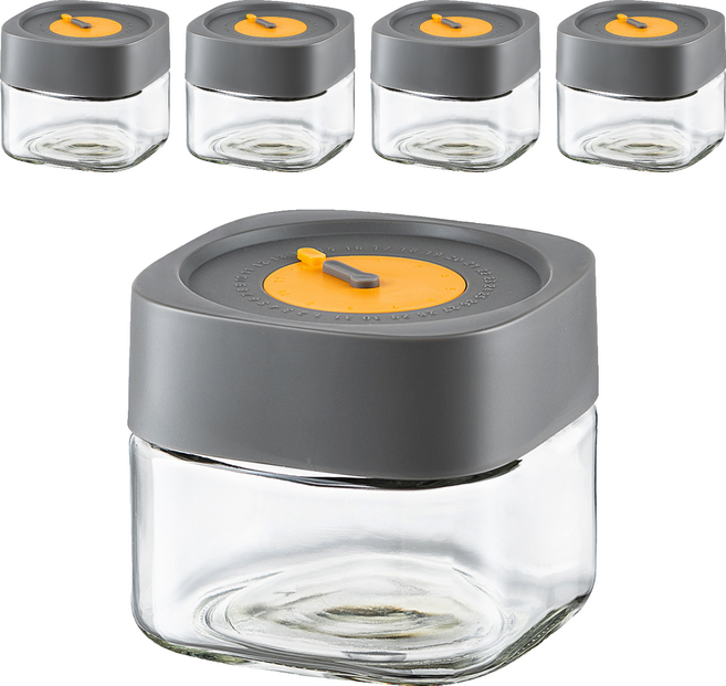 PINMOO 品沐 時光玻璃密封罐 深灰色, 5個, 500ml