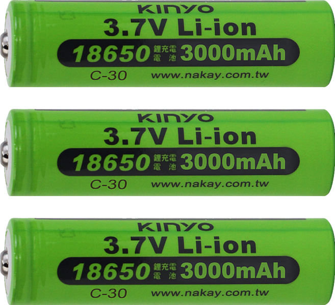 Kinyo 18650鋰電池 3000mAh C-30, 3個, 1個裝