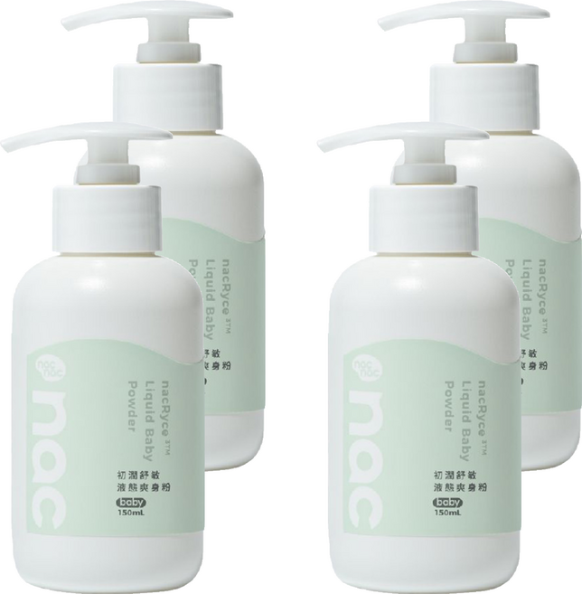 nac nac 初潤舒敏液態爽身粉, 4個, 150ml