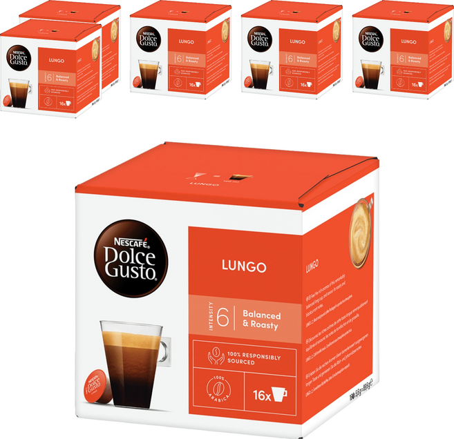 NESCAFE 雀巢咖啡 Dolce Gusto 多趣酷思 美式濃黑咖啡膠囊, 5.6g, 16個裝, 6盒