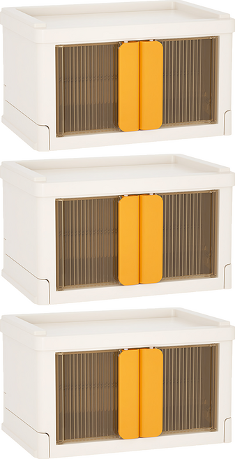 BangJiaShi 幫家適 免安裝可堆疊 桌上迷你雙開折疊收納盒 ins 雜物收納盒, 橙色, 3個