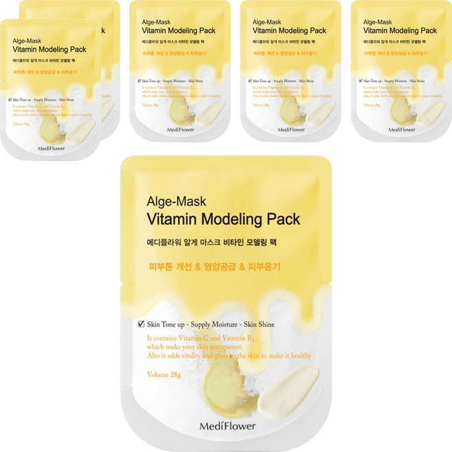MediFlower 台灣公司貨 SPA海藻軟膜 黃色 維他命, 6組, 1入