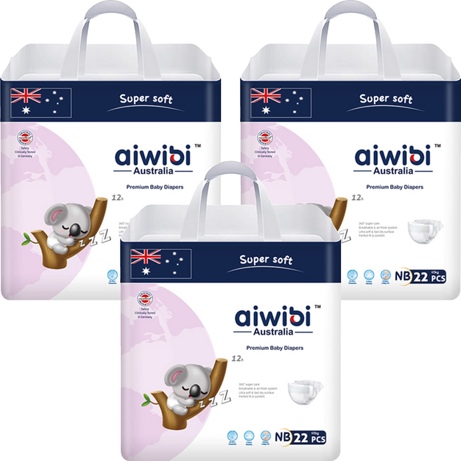 aiwibi 愛薇彼 零觸感瞬吸黏貼型尿布 5kg以下, NB, 66片