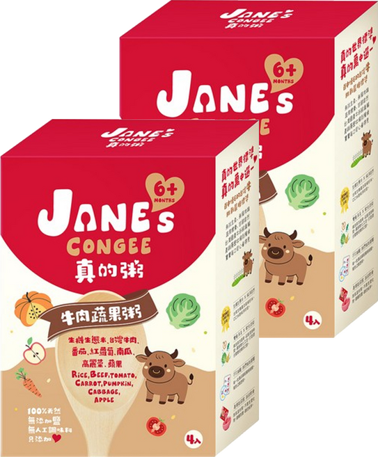 JANE's CONGEE 真的粥 牛肉蔬果粥 4包, 600g, 2個
