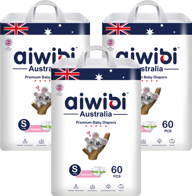 aiwibi 愛薇彼 森語棉黏貼型紙尿褲 4~8kg, 180個, 小碼 (S)