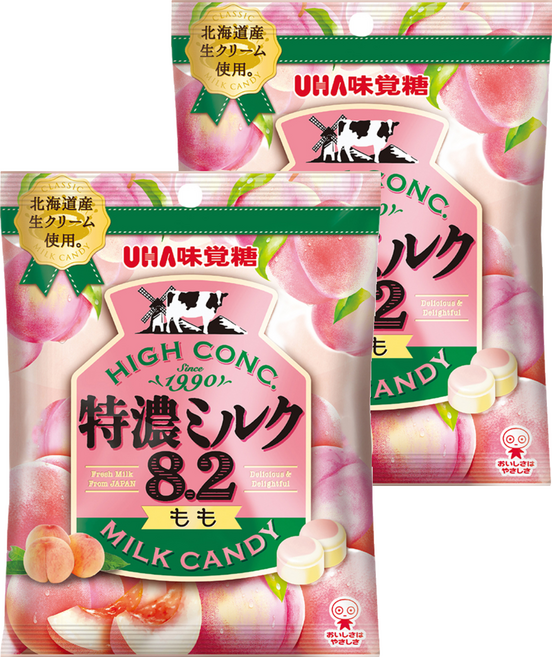 UHA 味覺糖 特濃牛奶糖 水蜜桃味, 49g, 2個