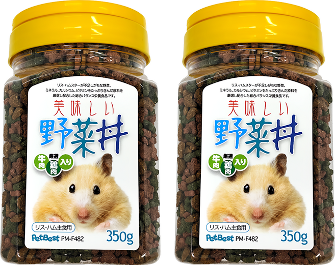 PetBest 倉鼠の炙燒主食飼料 牛肉 + 雞肉 + 蔬菜 黃色, 350g, 2罐