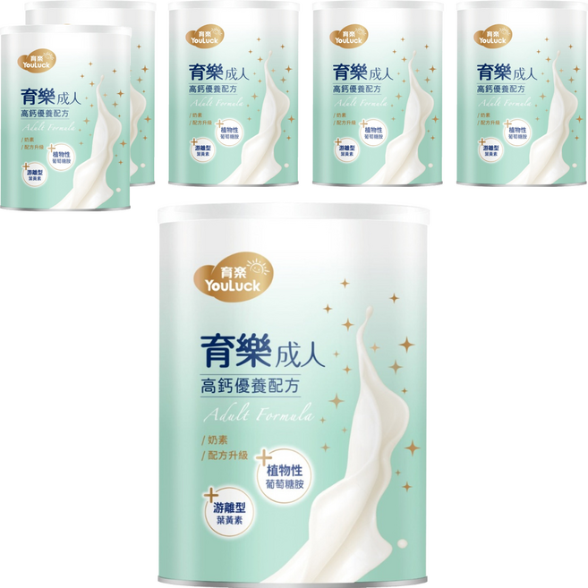 YouLuck 育樂 高鈣成人奶粉, 800g, 6罐