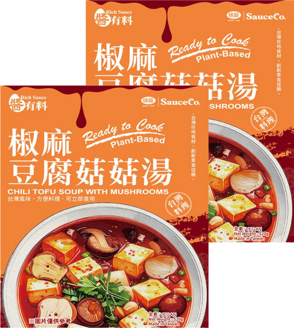 味榮 醬有料 椒麻豆腐菇菇湯, 520g, 2個