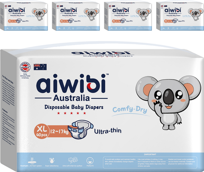 aiwibi 愛薇彼 清新乾爽透氣輕薄 黏貼型尿布 12~17kg, XL, 200片