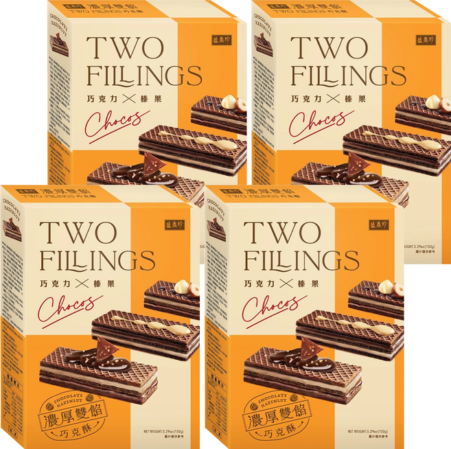 盛香珍 濃厚雙餡巧克酥 榛果巧克力, 150g, 4個