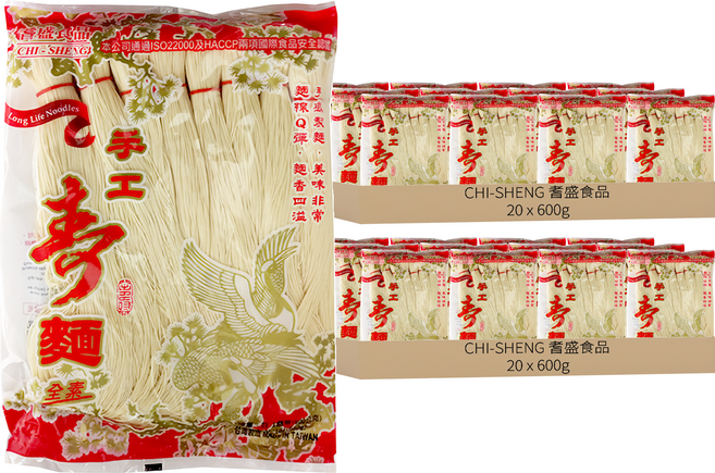 CHI-SHENG 耆盛食品 手工壽麵, 600g, 40包