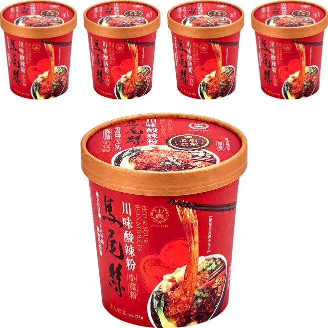 中農粉絲 馬尾絲 川味酸辣粉, 5個, 131g