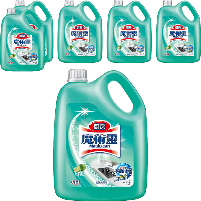 Kao 花王 Magiclean 魔術靈 廚房清潔劑 桶裝 清除污垢 輕鬆便利 除菌效果高, 3.8L, 6桶