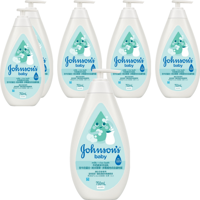 Johnson's 嬌生 嬰兒牛奶純米沐浴乳, 6個, 750ml