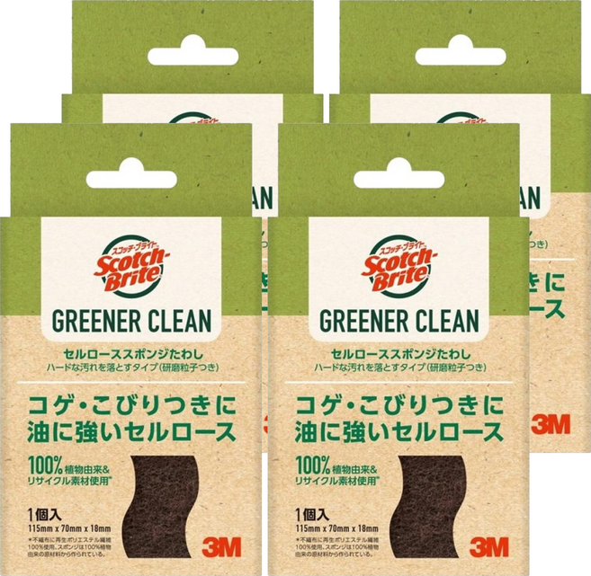 3M Scotch-Brite 百利 天然木漿棉菜瓜布 強力去汙, 1片, 4盒