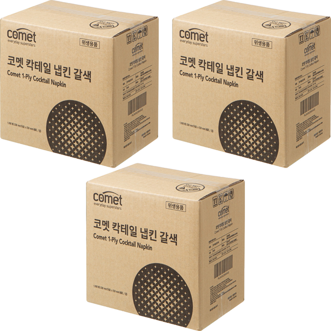 comet 餐巾紙, 棕色, 3組, 1000張