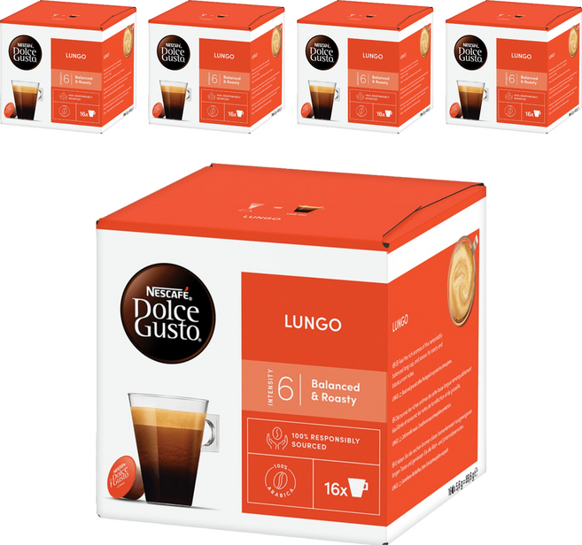 NESCAFE 雀巢咖啡 Dolce Gusto 多趣酷思 美式濃黑咖啡膠囊, 5.6g, 16個裝, 5盒