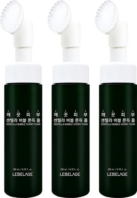 LEBELAGE 蕾浿雷 台灣公司貨 積雪草舒緩洗顏慕斯, 3個, 200ml
