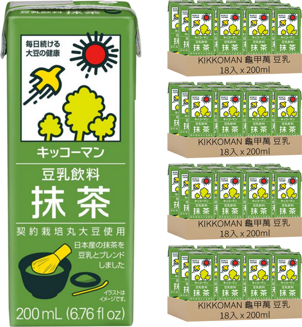KIKKOMAN 龜甲萬 豆乳 抹茶風味, 200ml, 72入
