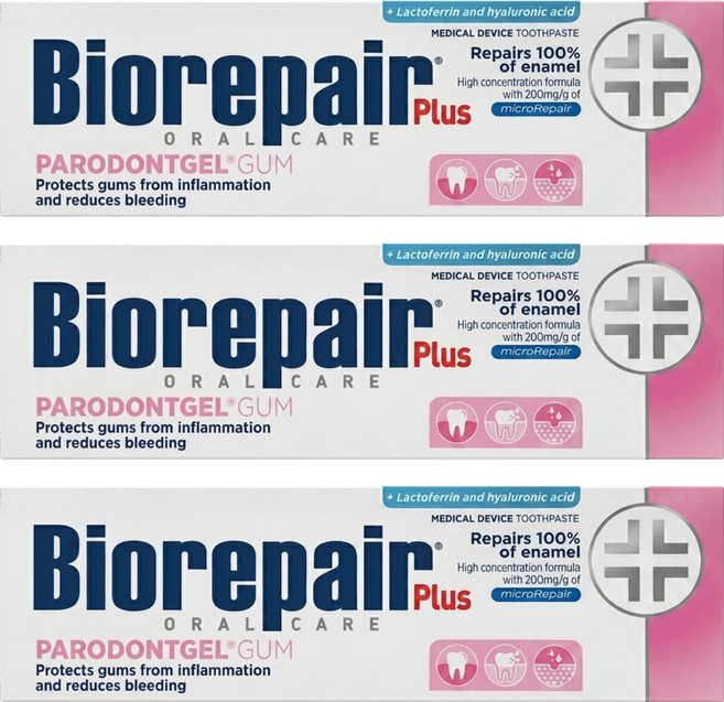 Biorepair 貝利達 護齦加強型牙膏 粉色, 3個, 75ml