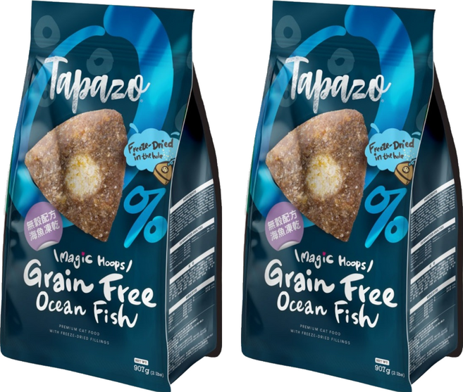 Tapazo 特百滋 成幼貓用 凍乾雙饗宴 低敏配方乾糧, 907g, 2包, 海魚