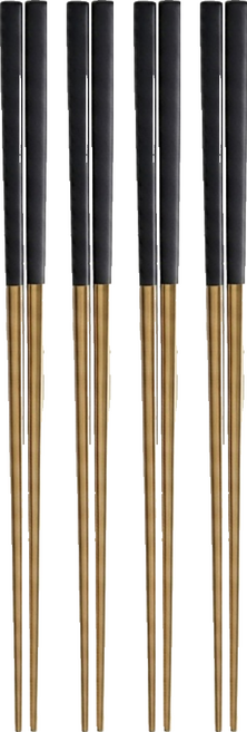 葡萄牙風 304不鏽鋼 黑金筷子, 4入