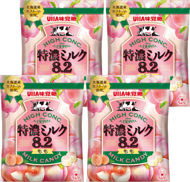 UHA 味覺糖 特濃牛奶糖 水蜜桃味, 49g, 4個