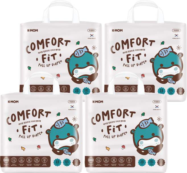 K-MOM COMFORT FIT 雲柔鎖水玩睡褲 褲型 18kg以上, 112片, 超大號以上 (3XL)