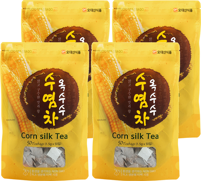 ODAESAN FOOD 玉米鬚茶包, 1.5g, 4個, 50個裝