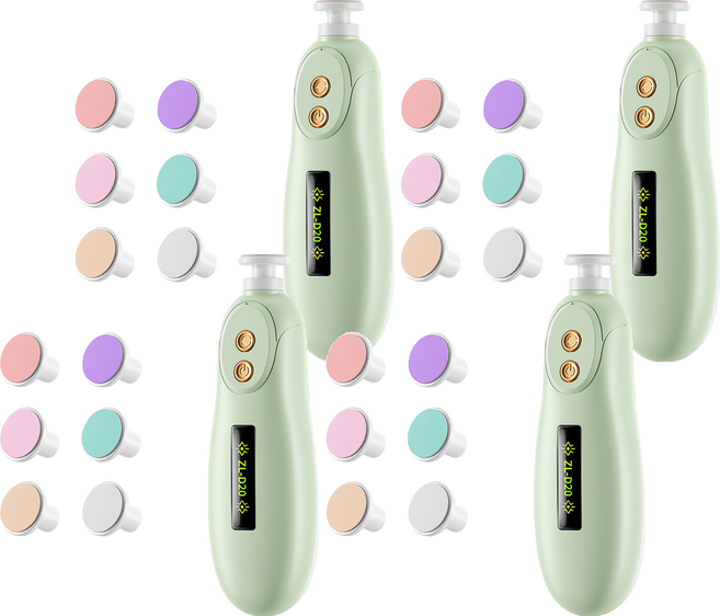 OhBabyLying 讓寶寶躺躺 電動磨甲器 附打磨頭7顆, 粉綠色, 4組