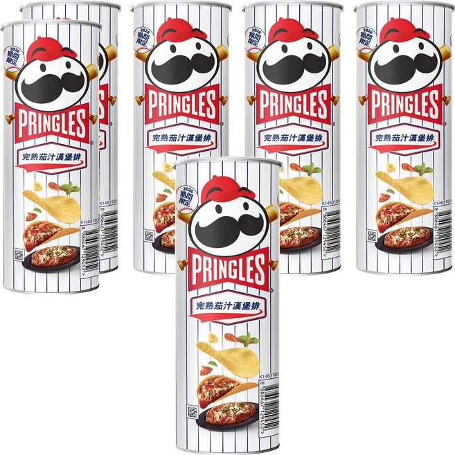 PRINGLES 品客 完熟茄汁漢堡排風味洋芋片, 95g, 6個