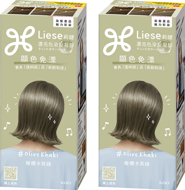 Liese 莉婕 濃亮色染髮凝膠, 橄欖卡其綠, 2個