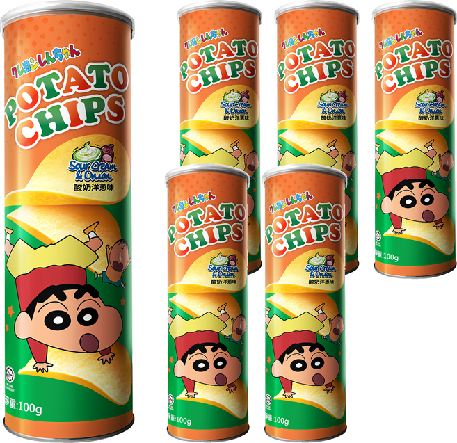 Shinchan 蠟筆小新 洋芋片 酸奶洋蔥, 100g, 6個