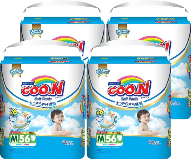 GOO.N 大王 輕薄舒爽系列 紙尿布 褲型 7~12kg, M, 224片