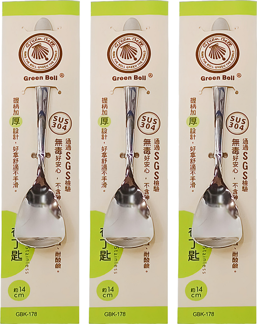 Green Bell 綠貝 304餐具系列 布丁匙, 銀色, 3個