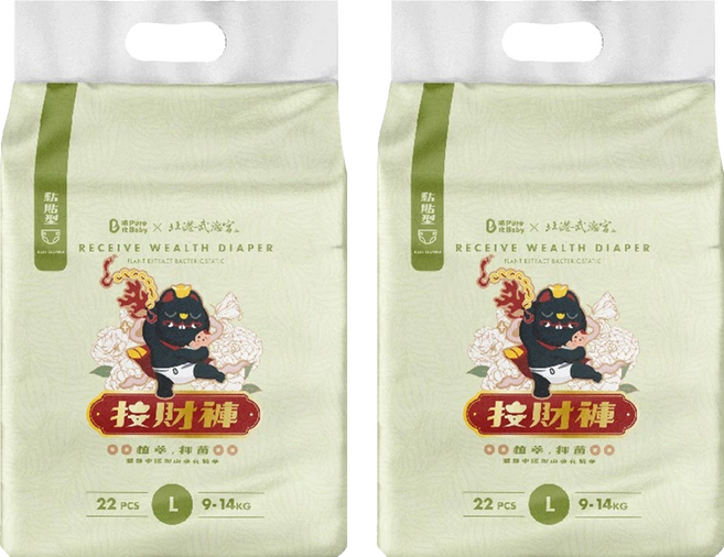 波比 PureBaby 植萃抑菌接財褲 黏貼型 9~14kg, L, 44片