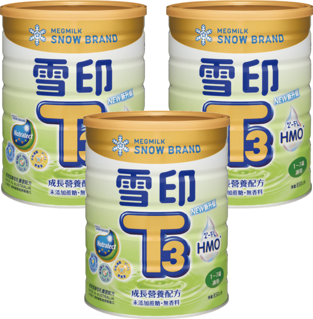 SNOW 雪印 金T3 PLUS成長營養配方 1~7歲, 850g, 3個