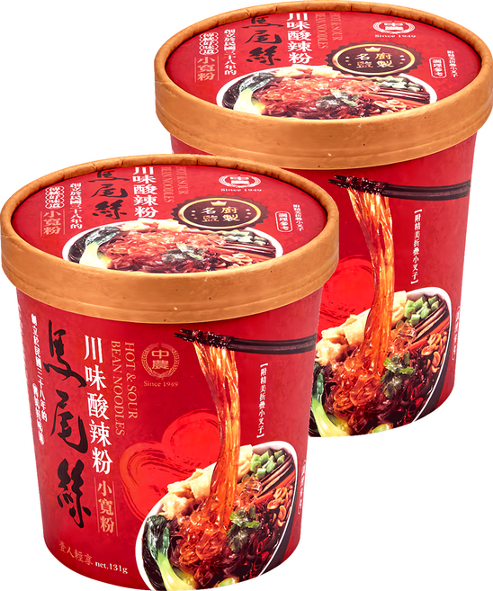 中農粉絲 馬尾絲 川味酸辣粉, 2個, 131g