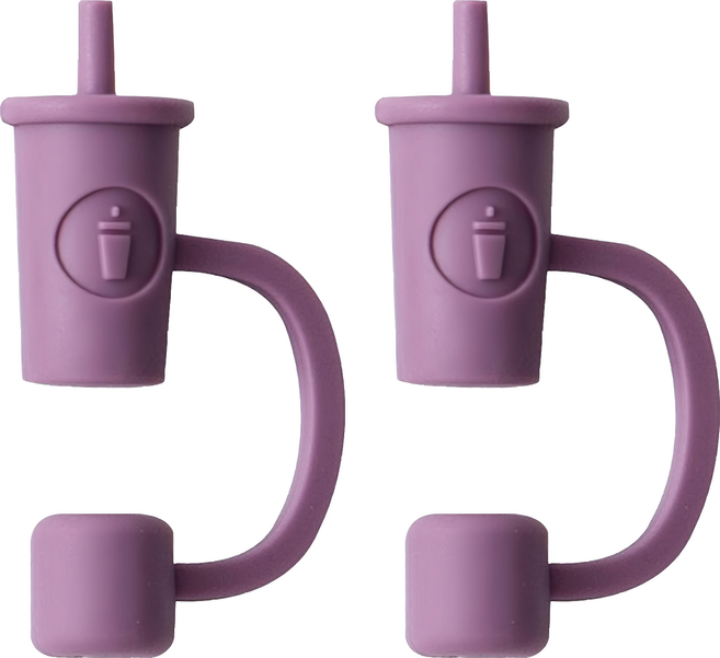 Oolab 良杯製所 Oolab杯款矽膠防塵 吸管蓋 細 灰紫, 1個, 2個