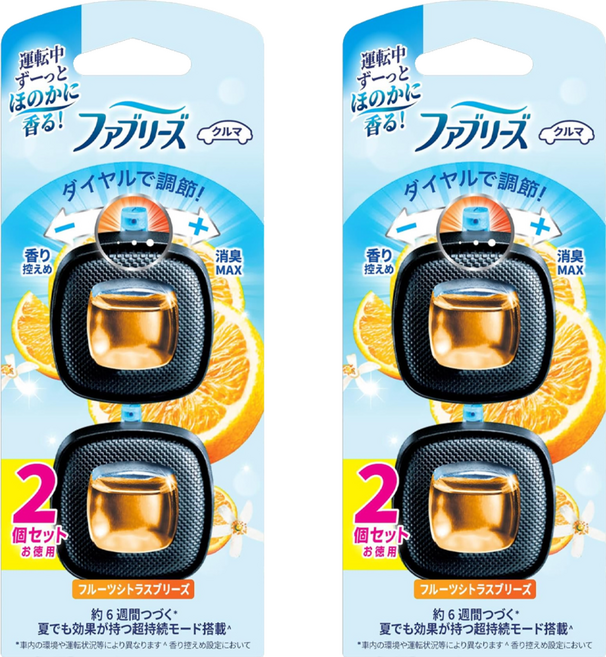 febreze 風倍清 W 車用出風口消臭芳香劑 2.5ml 2件組, 2組, 柑橘清香