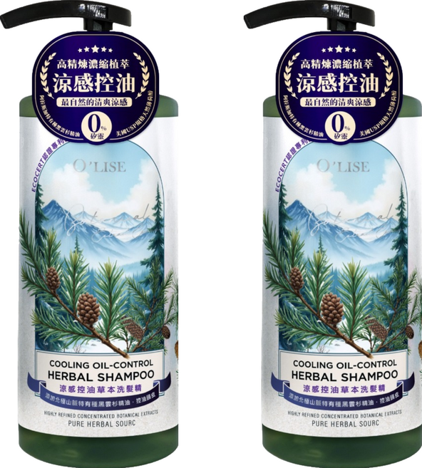 O'LISE 歐黎絲 涼感控油草本洗髮精, 750ml, 2個